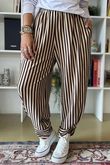 The Sunday Morning Stripe Twist Pant Chocolate Sand